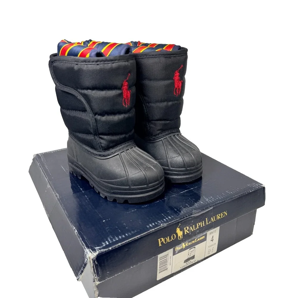 Polo Ralph Lauren Vancouver EZ Snow Boots Toddler Unisex Size 4 Waterproof Black
